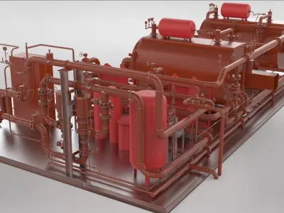 Industrial boiler room 3D model
