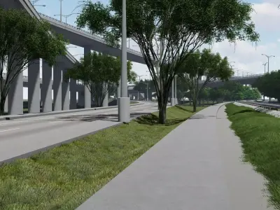 Highway  Road Flyover Low-poly 3D model