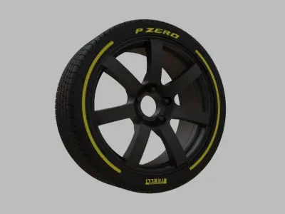 Miniature Enkei PF07 Rim and Tire - 3D Print - No Textures 3D print model