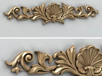 Carved decor horizontal 016 3D model