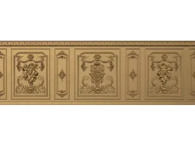 royal wall paneling B 3D model