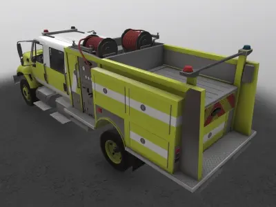 Fire Truck Yellow Low-poly 3D model