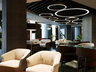 Modern Lounge Bar Restaurant 3D Model Scene - Editable 3D model