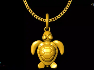 Turtle pendant charms - one inch pendant 3D print model