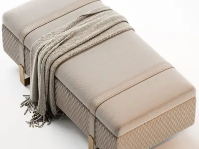 Modern Italian Designer Quilted Leather Ottoman Be 3D model
