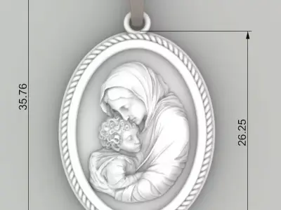 Mary with Christ pendant 3D print model