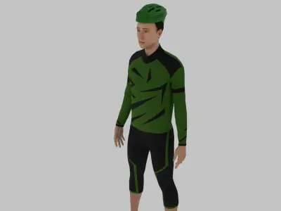 Cyclist Character Low-poly 3D model purchase