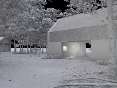 Modern Rammed Earth House  - Straw Roof 3D model