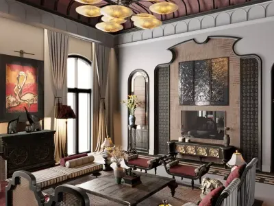 Southeast Asian style interior space 3D model