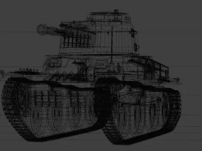 Pz Kpfw 38 tank Low-poly 3D model