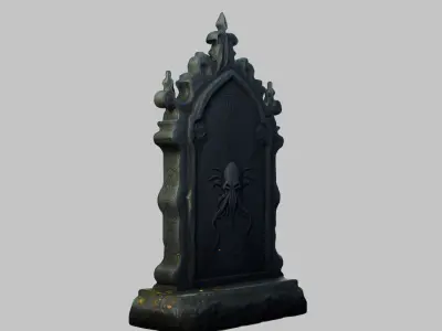Realistic Gothic Gravestone with Intricate Details Low-poly 3D model