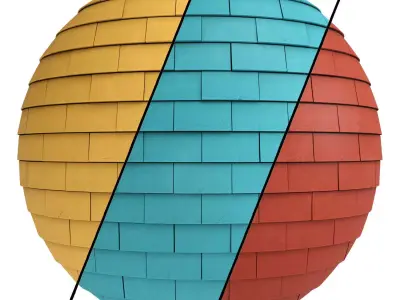 Roof Tile Materials 8- By 3 color Pbr By Sbsar 4k Low-poly 3D model