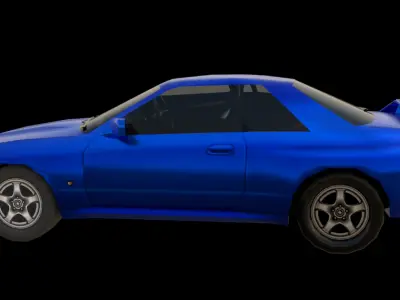 Low Poly Blue GTR Sports Car 3D Model Stylized Game Ready Low-poly 3D model