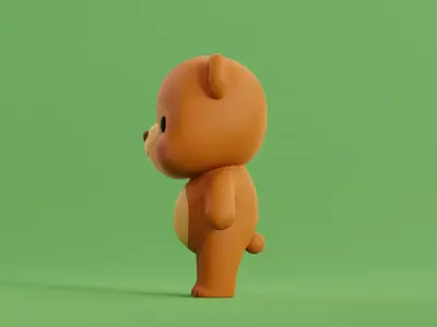 Cartoon Bear  Cute Chibi Kawaii  Illustration  Low-poly 3D model