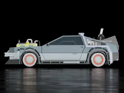 Car Back to the Future Low-poly 3D model