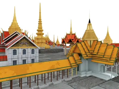 Thailand architecture  Low-poly 3D model