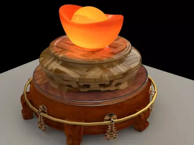 Chinese Gold Ingot  3D model 7