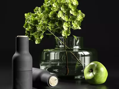 Decorative set with hydrangea 3D model