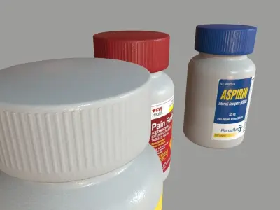 Pain Reliever Aspirin Pill Box Low-poly 3D model
