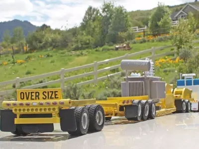 Triple axle heavy haul trailer plus 2 versions of the jeep 3D print model