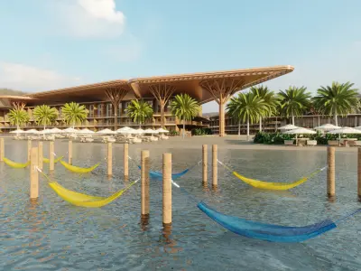 hotel de luxo na praia 3D model