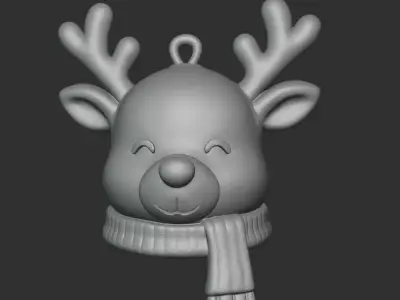 COZY REINDEER HEAD WITH SCARF 3D print model