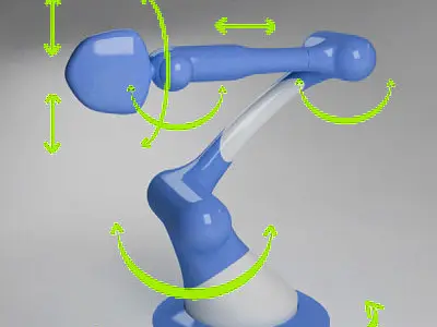 Industrial Robot arm joint  blue and white 3D model