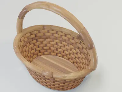 Wooden Wicker Basket 3D Model Low-poly 3D model