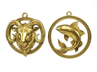 Aries and Pisces Pendants 3D print model