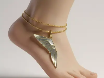 Wings of Selene Mother of Pearl Gold Anklet 3D print model