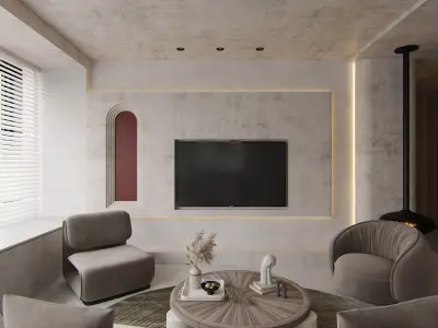 Modern living room dining room interior scenes 482 3D model