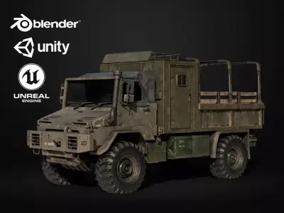 Military Truck Game Ready Low-poly 3D model