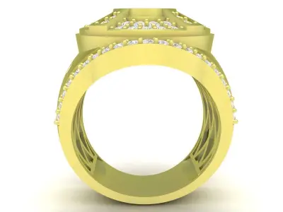 Luxury Oval Gemstone Signet Ring for Men  3748 3D print model