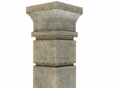 Column stone with square base Low-poly 3D model
