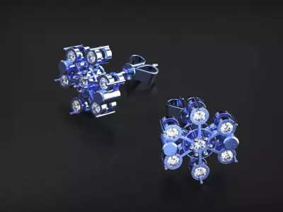 Blue Diamond jewelry earring luxury 3D model