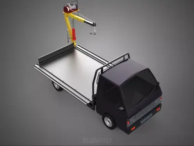 REAR MOUNTED BOOM CRANE HOIST WINCH LIFTING FLATBED TRUCK PICKUP 3D model
