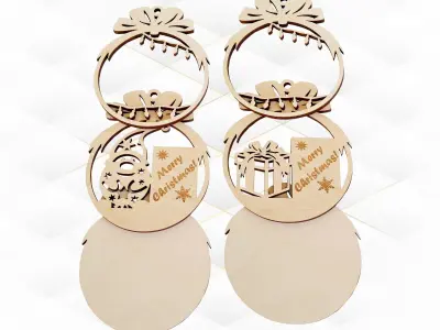 Christmas tree ball 2 designs laser cut template 3D print model