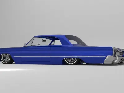 low rider blue impala open door 3D model