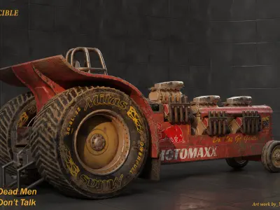 Tri-engine Kentuckian style tractor Low-poly 3D model