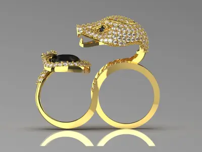 Luxury yellow gold snake design ring jr00082 3D print model
