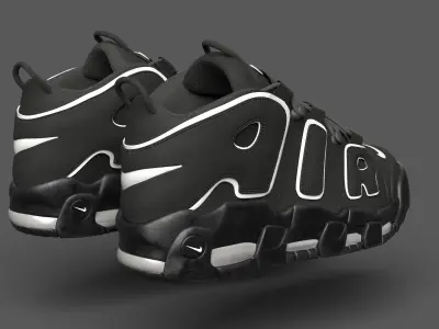 Nike Air More Uptempo 96 Low Black White 3D model