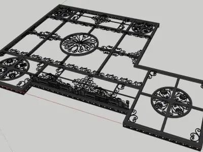 Iron Glass Roof Art Mounted Villa Facade 3D model 3D model  3D model
