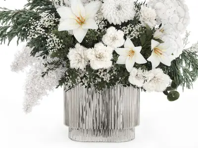White bouquet of flowers and greenery hydrangea lilac lilies 353 3D model