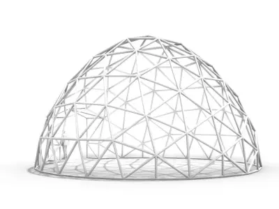 Geodesic Dome with Door Opening V2 3D model