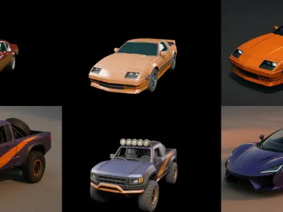 Sport Car bundle 1 pack 100 glb 3D model