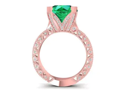 Elegant Emerald Halo Engagement Ring for Women Jewelry 1520 3D print model