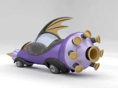 The Mean Machine - Wacky Races Low-poly 3D model