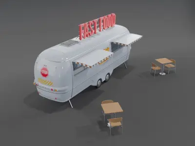 Wite Fast Food Trailer 3D model