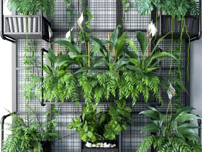 Wall Grid Plant Pot 6 3D model