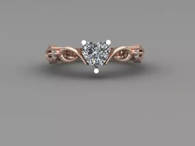 Rose Gold Women Diamond Ring 3D print model 3D print model shop